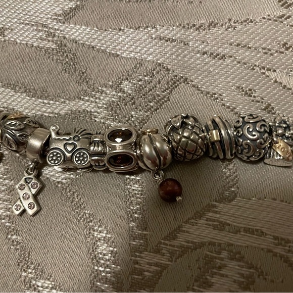 Authentic Pandora barrel clasp snake chain bracelet w/23 charms - Picture 7 of 8